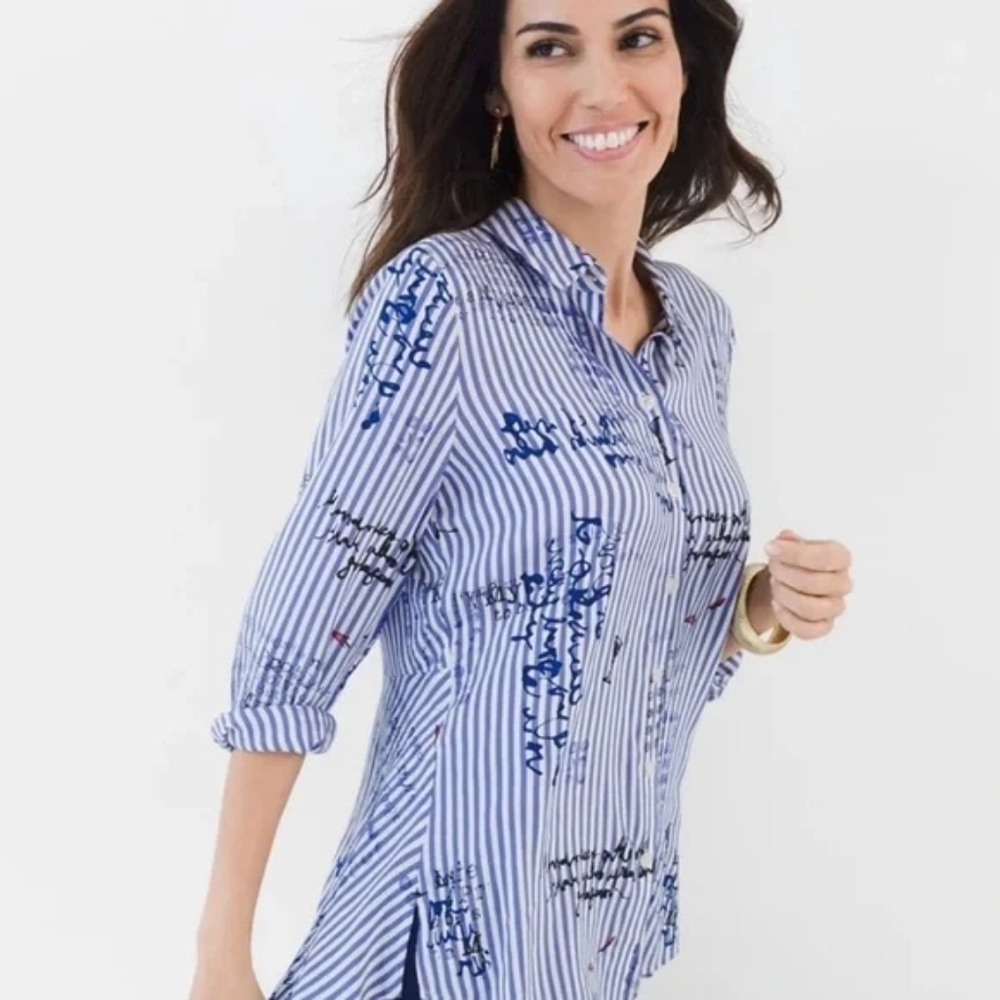 Chico's Blue Striped Blouse